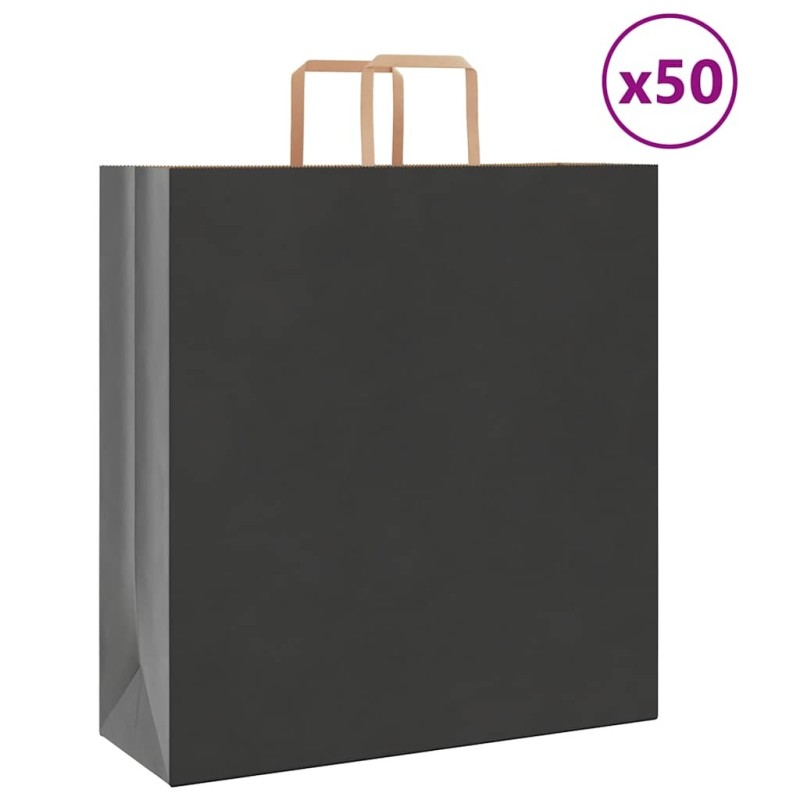 Sacs en papier 50 pcs avec poignées noir 45x17x48 cm 