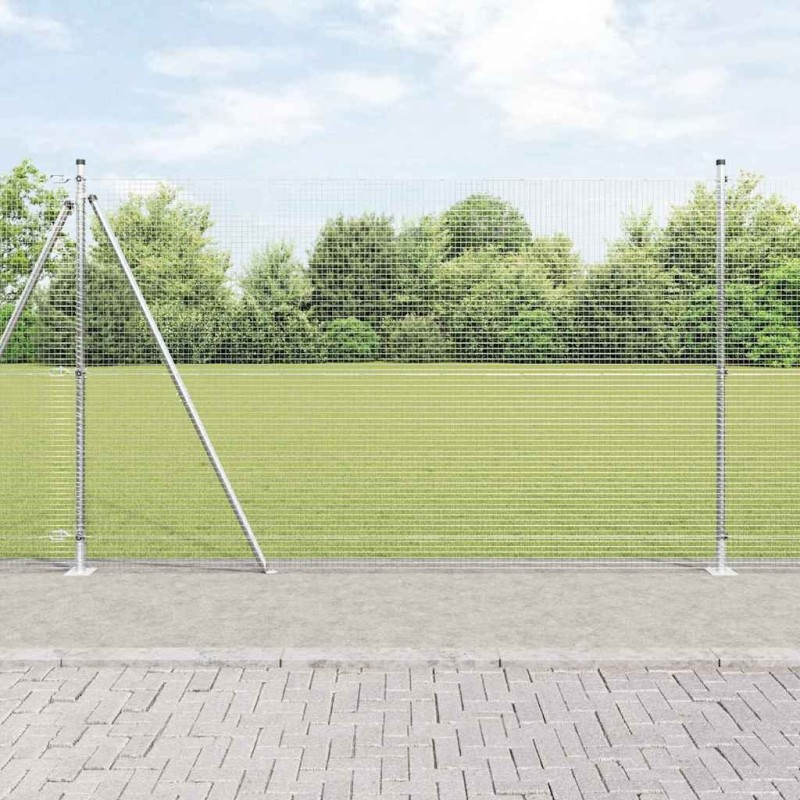 Set de poteaux de clôture 2 pièces Acier galvanisé 10 x 1.5 m 