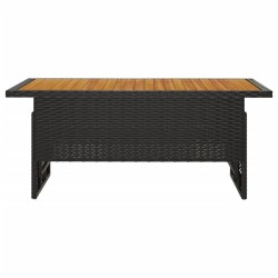 Table de jardin noir 100x50x43/63 cm acacia et résine tressée 