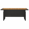 Table de jardin noir 100x50x43/63 cm acacia et résine tressée 
