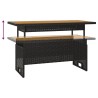Table de jardin noir 100x50x43/63 cm acacia et résine tressée 