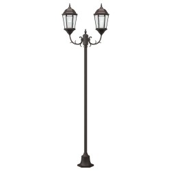 Poteau de lumière de jardin 2 lampes E27 bronze 220 cm en aluminium 