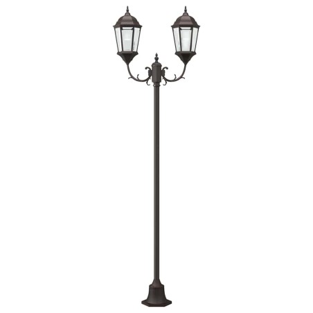 Poteau de lumière de jardin 2 lampes E27 bronze 220 cm en aluminium 
