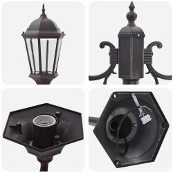 Poteau de lumière de jardin 2 lampes E27 bronze 220 cm en aluminium 