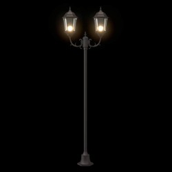 Poteau de lumière de jardin 2 lampes E27 bronze 220 cm en aluminium 