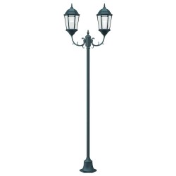 Lampadaire de jardin à 2 lampes E27 Vert 220 cm en aluminium 