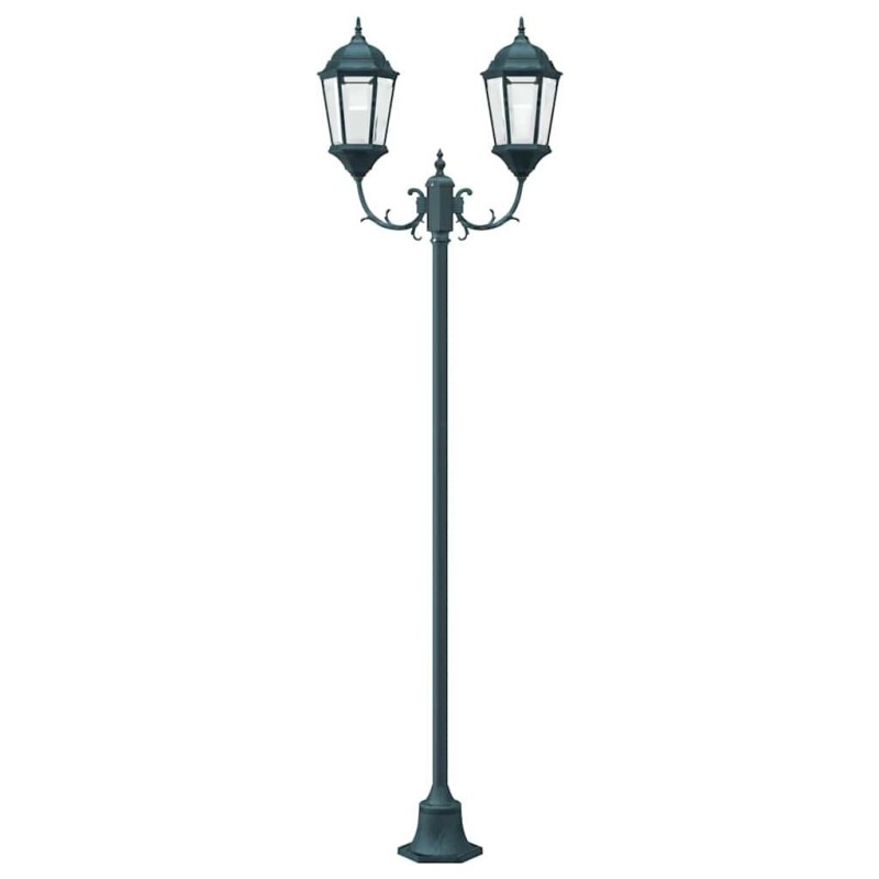 Lampadaire de jardin à 2 lampes E27 Vert 220 cm en aluminium 
