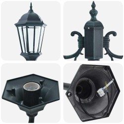 Lampadaire de jardin à 2 lampes E27 Vert 220 cm en aluminium 