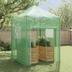 Serre avec toit Vert 200 x 200 x 300 cm Acier 