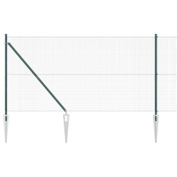Clôture en fil soudé avec 7 poteaux à piquets Vert 1.2x10 m Acier 