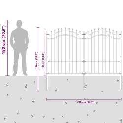 Clôture de jardin Gris 190 cm Acier peint par poudre 