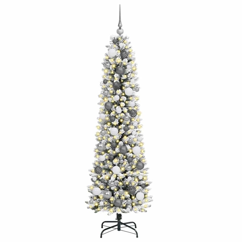 Sapin de Noël mince Blanc 180 cm PVC 