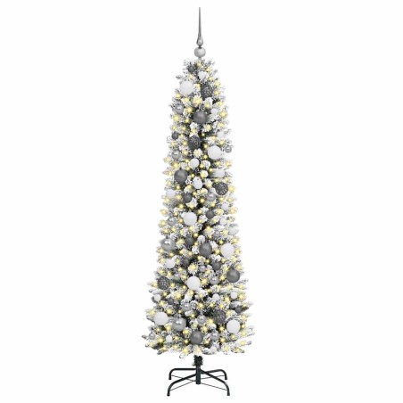 Sapin de Noël mince Blanc 180 cm PVC 