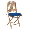 Chaises pliables de jardin lot de 2 avec coussins Bambou 