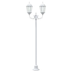Lampadaire de jardin 2 lampes E27 blanc 220 cm en aluminium 