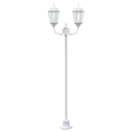 Lampadaire de jardin 2 lampes E27 blanc 220 cm en aluminium 