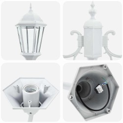 Lampadaire de jardin 2 lampes E27 blanc 220 cm en aluminium 