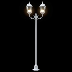 Lampadaire de jardin 2 lampes E27 blanc 220 cm en aluminium 