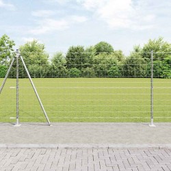 Clôture Euro avec 7 poteaux à bride 1,2 x 10 m en acier galvanisé 