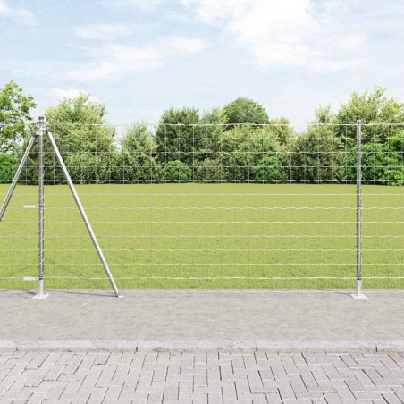 Clôture Euro avec 7 poteaux à bride 1,2 x 10 m en acier galvanisé 