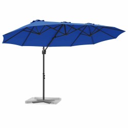 Parasol cantilever de jardin bleu azur 372 x 198 x 253 cm 
