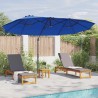 Parasol cantilever de jardin bleu azur 372 x 198 x 253 cm 