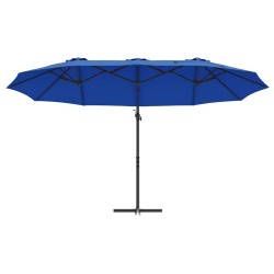 Parasol cantilever de jardin bleu azur 372 x 198 x 253 cm 