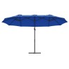 Parasol cantilever de jardin bleu azur 372 x 198 x 253 cm 
