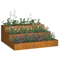 jardinière 3 niveaux 90x90x35 cm en Acier Corten 