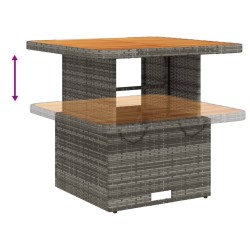 Table de jardin gris 80x80x71 cm résine tressée et bois acacia 