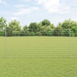 Clôture Euro avec 10 poteaux en U Argent 1,4x10 m Acier 