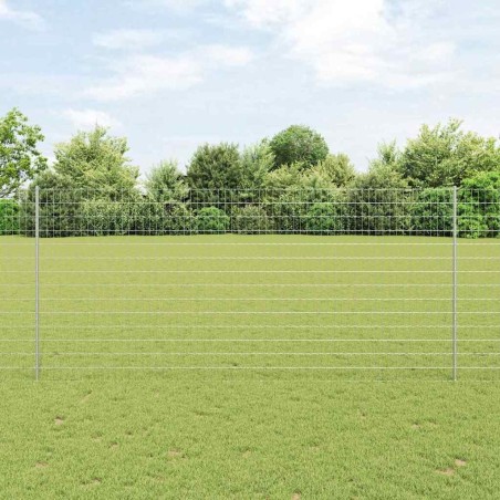 Clôture Euro avec 10 poteaux en U Argent 1,4x10 m Acier 