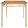 Table de jardin beige 140x80x75 cm résine tressée et acacia 