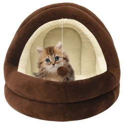 Lit pour chat 40x40x35 cm Marron et crème 