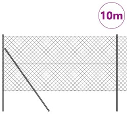 Jeu de Poteaux de Clôture Gris 1 x 10 m Acier galvanisé 