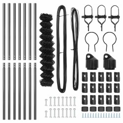 Jeu de Poteaux de Clôture Gris 1 x 10 m Acier galvanisé 