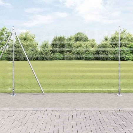 Clôture en fer soudé avec 7 poteaux flangés 1,6x10 m en acier galvanisé 