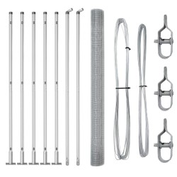 Clôture en fer soudé avec 7 poteaux flangés 1,6x10 m en acier galvanisé 
