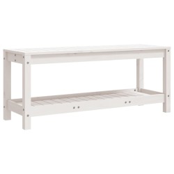 Banc de jardin blanc 108x35x45 cm bois massif de pin 