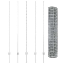 Euro Fence avec 10 Poteaux U Argent 1,6x10 m Acier 