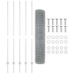 Euro Fence avec 10 Poteaux U Argent 1,6x10 m Acier 