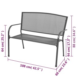 Banc de jardin 108 cm acier et maille anthracite 