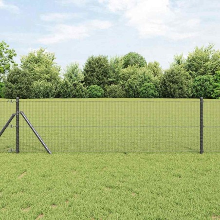Clôture en fil soudé avec 13 poteaux Gris 0.8x25 m Acier 