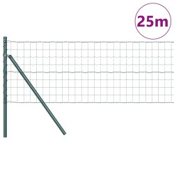 Clôture Euro avec 13 poteaux 0,4 x 25 m en acier galvanisé vert 
