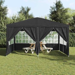 Tente de fête avec 8 panneaux latéraux gris foncé 4x4 m en PE 