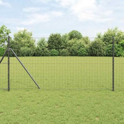 Clôture Euro avec 7 poteaux 1,4 x 10 m en acier galvanisé gris 