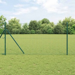 Clôture Euro avec 7 poteaux 1,4 x 10 m en acier galvanisé vert 