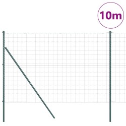 Clôture Euro avec 7 poteaux, taille 1,6 x 10 m, en acier galvanisé vert. 