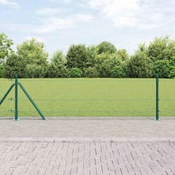 Ensemble de poteaux de clôture vert Pack de 2 Vert Acier 
