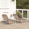 Chaises longues pliantes 2 pcs avec auvent en tissu Oxford 600D taupe 